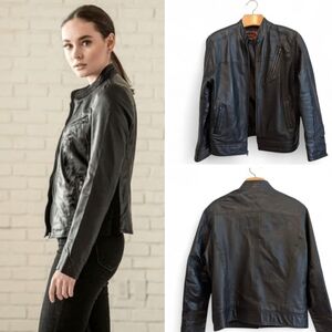 LAVERAPELLE Leather Moto Jacket Oversized Stand-Up Collar Black XL Unisex